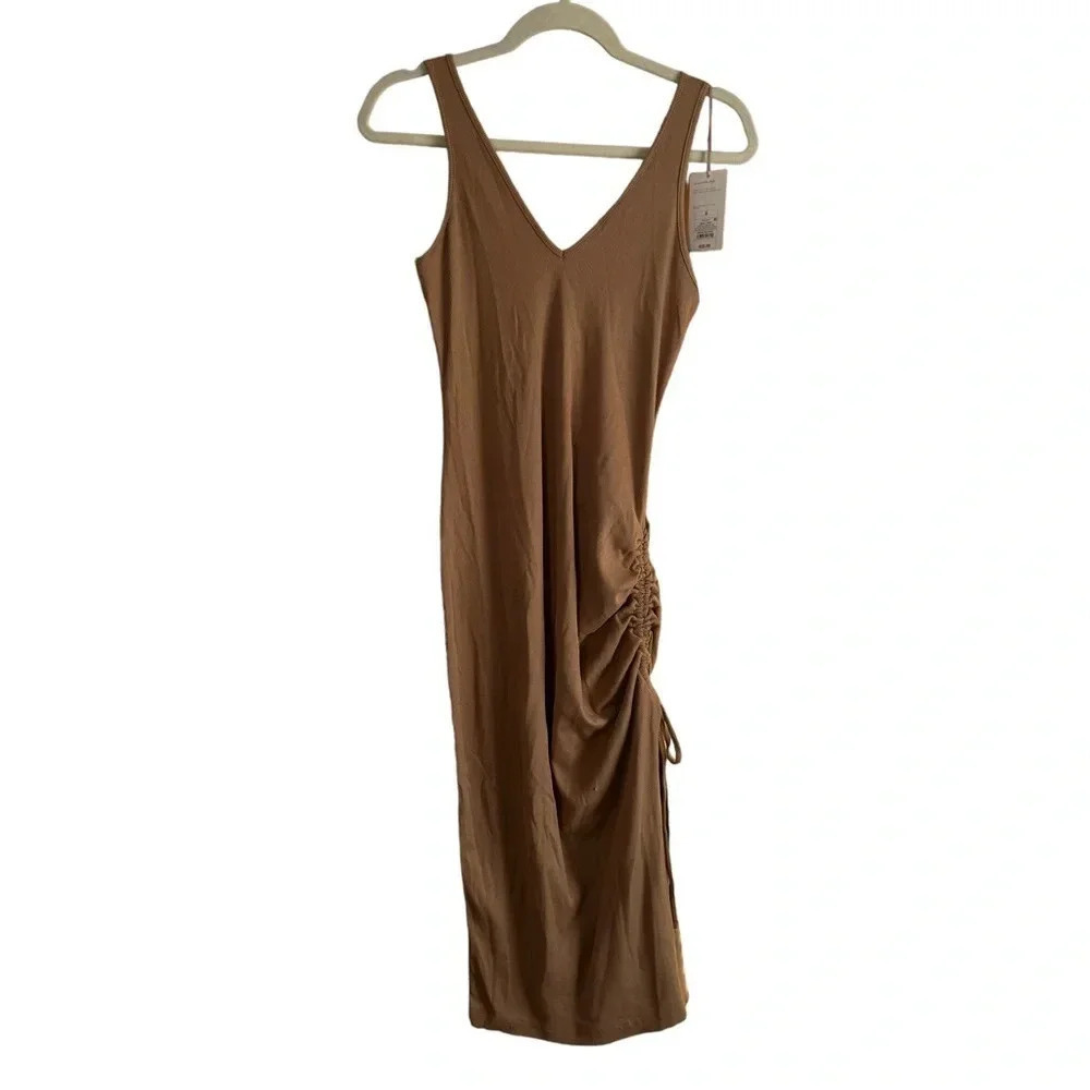 NWT A NEW DAY RIBBED RUCHED MIDI DRESS
